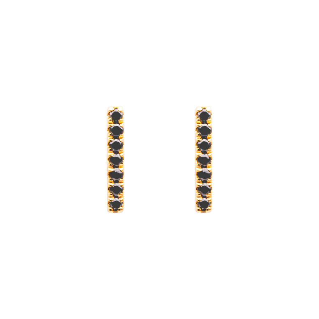 FORTUNA Long Pavé Black Diamond Bar Earrings-Bana Bana-14K Solid Gold,18K Solid Gold,Black Diamond,earrings,essentials,jewelry