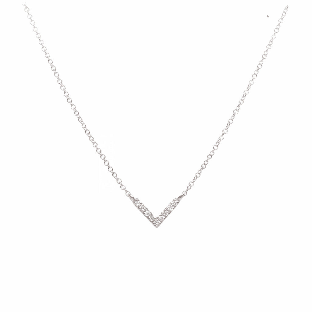 MACKE V-Shaped Pavé White Diamond Necklace-Bana Bana-14K Solid Gold,18K Solid Gold,earrings,essentials,jewelry