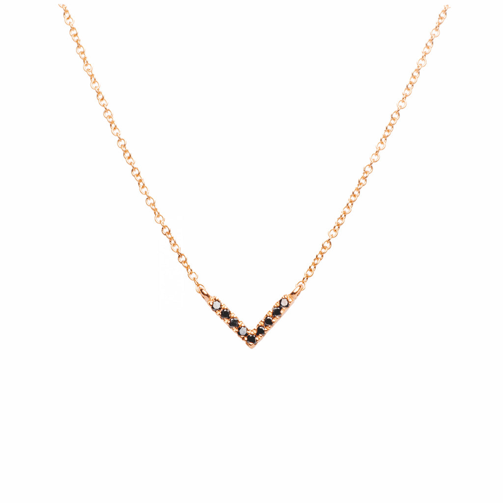 ACABA V-Shaped Pavé Black Diamond Necklace-Bana Bana-14K Solid Gold,18K Solid Gold,Black Diamond,earrings,essentials,jewelry