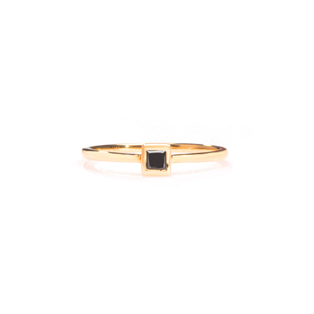 KALM Stackable Black Princess Diamond Ring-Bana Bana-14K Solid Gold,18K Solid Gold,Black Diamond,essentials,jewelry,rings