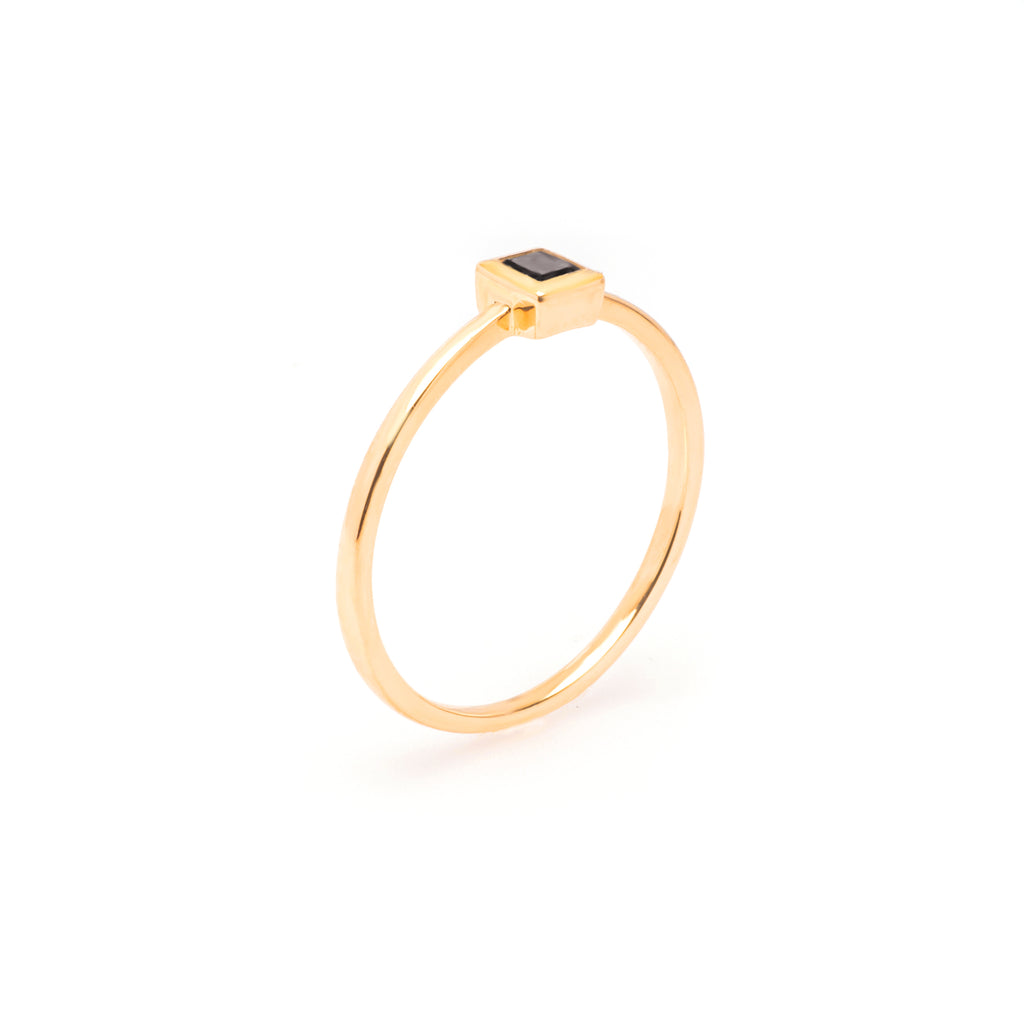 KALM Stackable Black Princess Diamond Ring-Bana Bana-14K Solid Gold,18K Solid Gold,Black Diamond,essentials,jewelry,rings