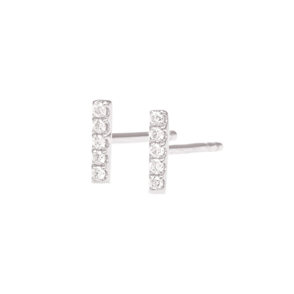 DISA Mini Pavé White Diamond Bar Earrings-Bana Bana-14K Solid Gold,18K Solid Gold,earrings,essentials,jewelry